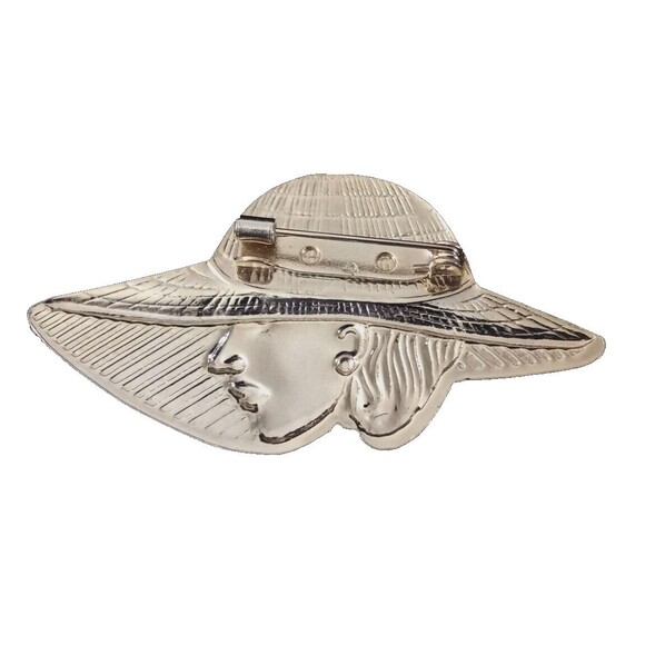 Gold Tone Woman in a Picture Hat Pin Brooch #1078 - Picture 2 of 2